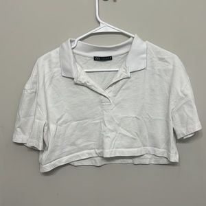 zara cropped collared shirt